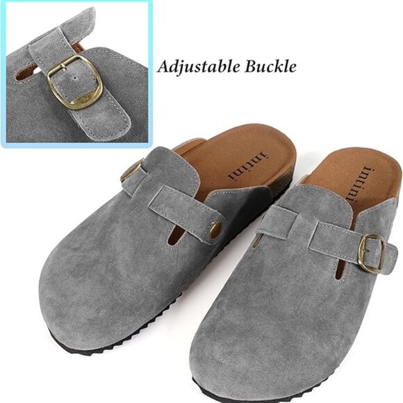 Leather Mules Unisex Cork Footbed Sandals with Arch Support (42) - Picture 6 of 9